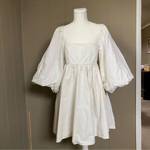 ASOS Ivory Puff-Sleeve Square-Neck Mini Dress